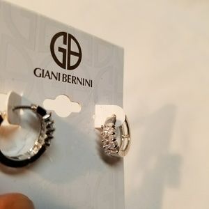 Sterling Silver CZ Giani Bernini Huggies Earrings